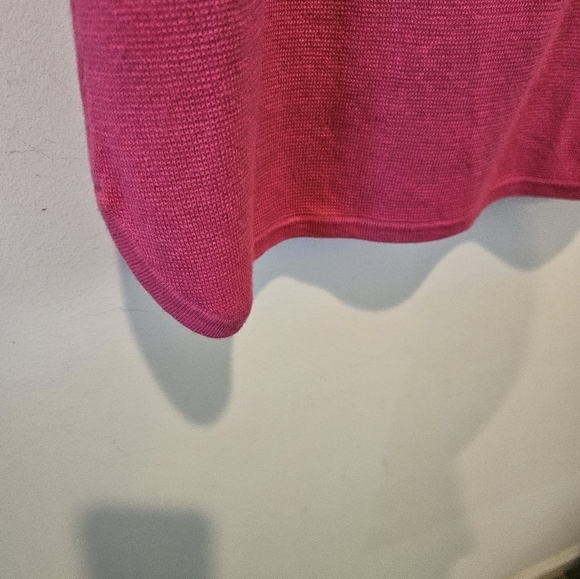 TALBOTS WOMEN'S BARBIE PINK SHORT SLEEVE FOLDOVER COLLAR PULLOVER SWEATER SIZE M - Picture 4 of 9
